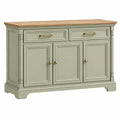 Aparador 140 x 45 x 90 cm de madera verde salvia con encimera natural estilo clásico