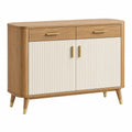 Aparador 100 x 40 x 85 cm de madera marrón y blanco con puertas acanaladas