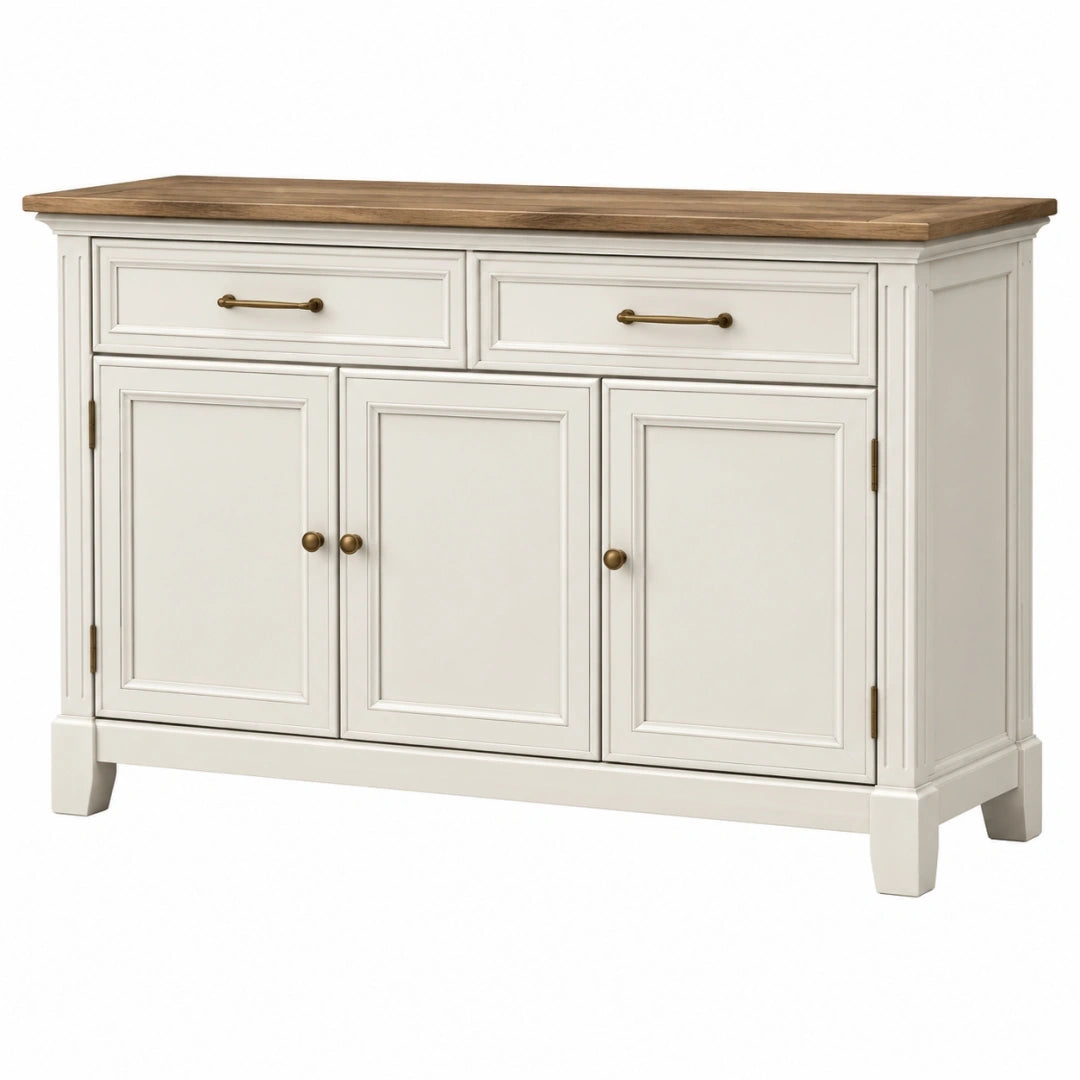 Aparador 150 x 45 x 90 cm de madera blanco y marrón con 3 puertas estilo clásico