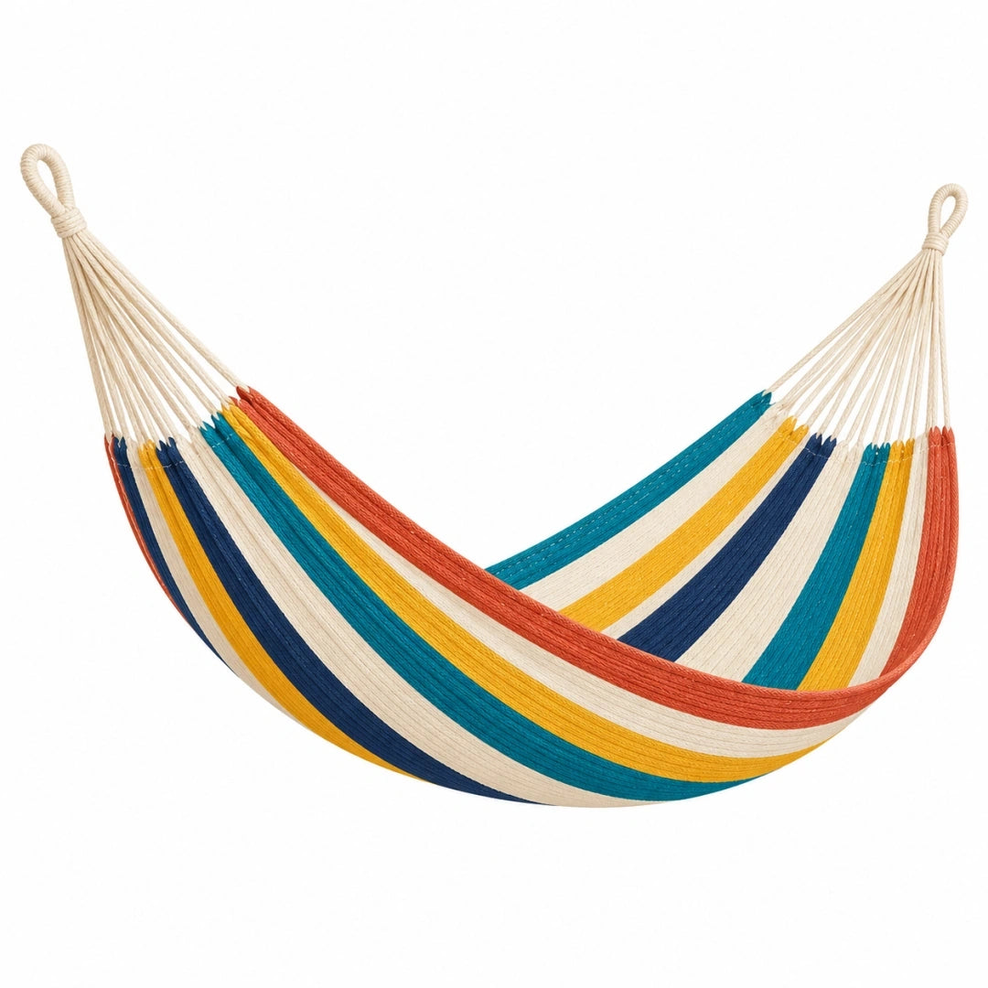 Hamaca 200 x 100 cm de cuerda textil multicolor para exterior