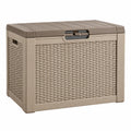 Baúl de almacenaje 79 x 43 x 55 cm de plástico taupe para exterior con tapa