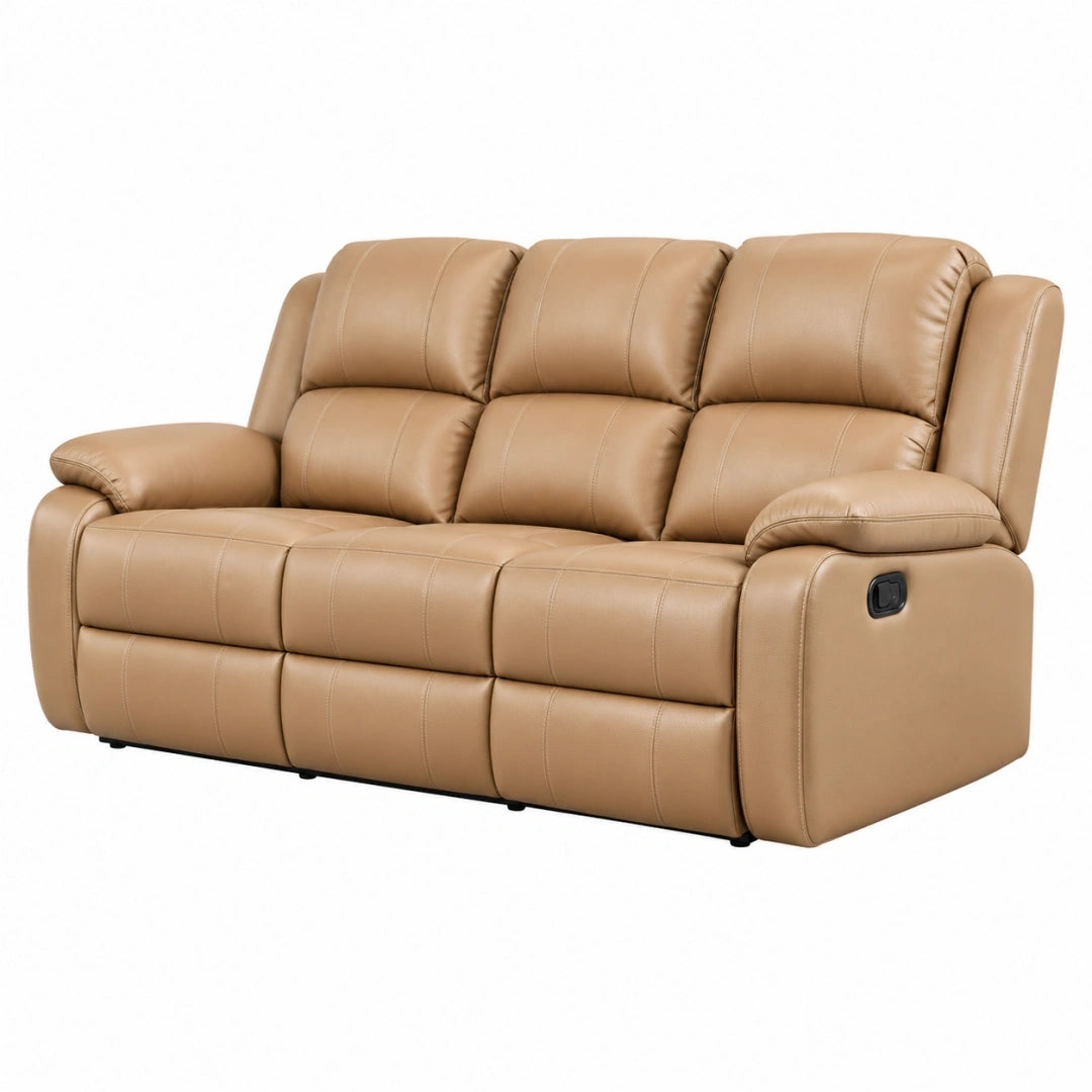 Sofá reclinable de 3 plazas 210 cm tapizado camel - estilo contemporáneo