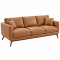 Sofá de 3 plazas 220 x 90 x 85 cm tapizado marrón de aspecto cuero estilo moderno