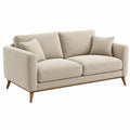 Sofá de 2 plazas 180 x 85 x 85 cm en tela beige con patas de madera - estilo moderno