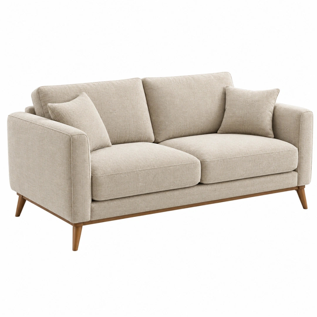Sofá de 2 plazas 180 x 85 x 85 cm en tela beige con patas de madera - estilo moderno