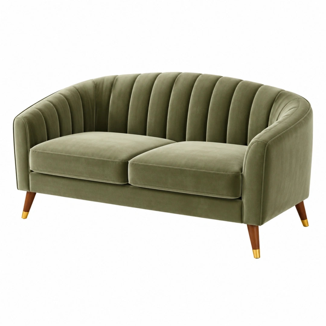 Sofá de 2 plazas 160 x 85 x 82 cm de terciopelo verde estilo moderno