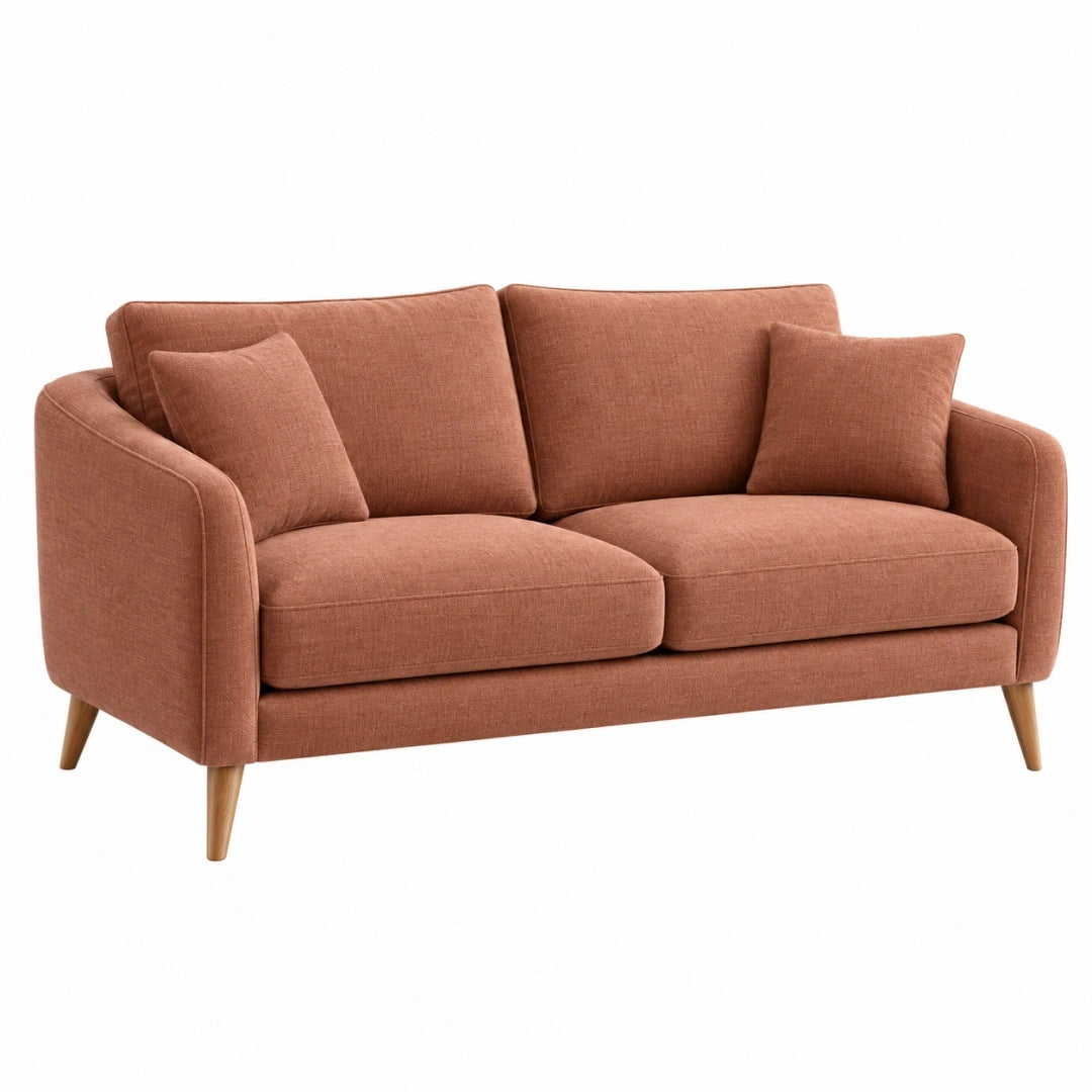 Sofá de 2 plazas 160 x 85 x 82 cm tapizado textil terracota estilo moderno para salón