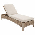 Tumbona de exterior 200 x 70 cm de ratán sintético beige con respaldo reclinable